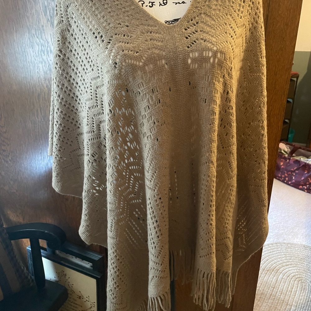 One size tan poncho